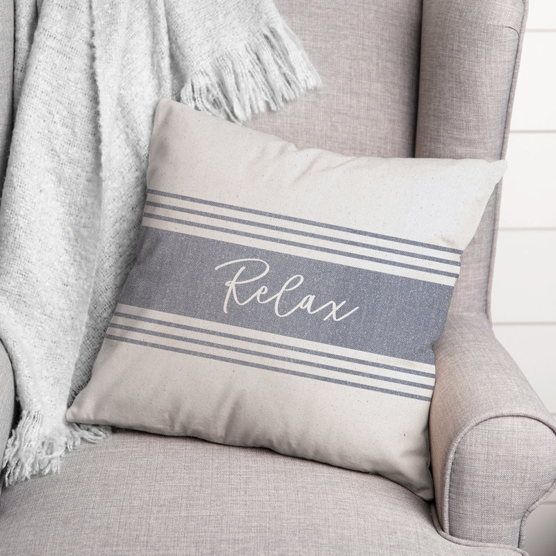 Housse et insert de coussin pour l'extérieur Relax Linen 9, Bleu, 16 po x 16 po