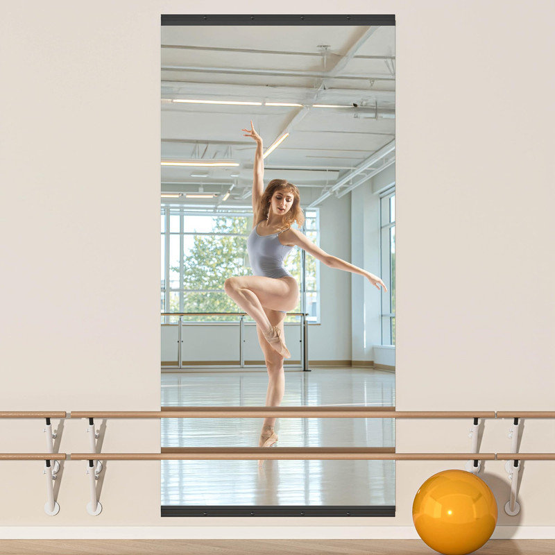 Miroir pleine grandeur en verre trempé de qualité supérieure - Miroir mural rectangulaire surdimensionné pour salle de sport et studio de danse