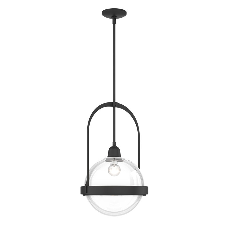 Atlas 1 - Light Single Globe Pendant, Black, Clear Glass
