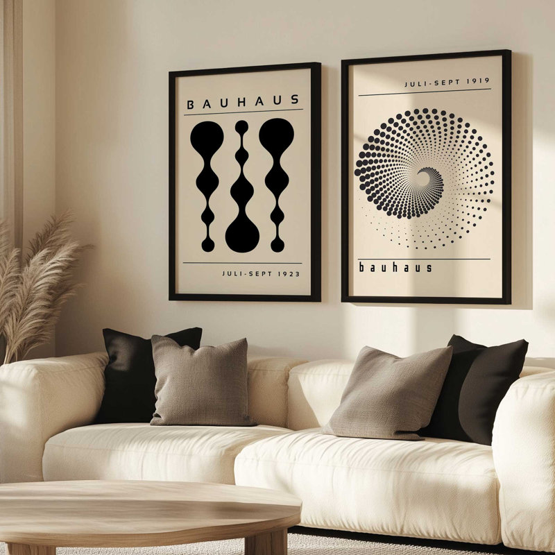 Ensemble de 2 impressions Bauhaus in Motion Duo, H 25,5 po x l 37,5 po x P 1,25 po, Cadre opaque blanc