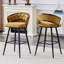 Ensemble de 2 tabourets de bar en chenille avec pieds en fer noir, tabourets de comptoir modernes pour îlot de cuisine-509437689