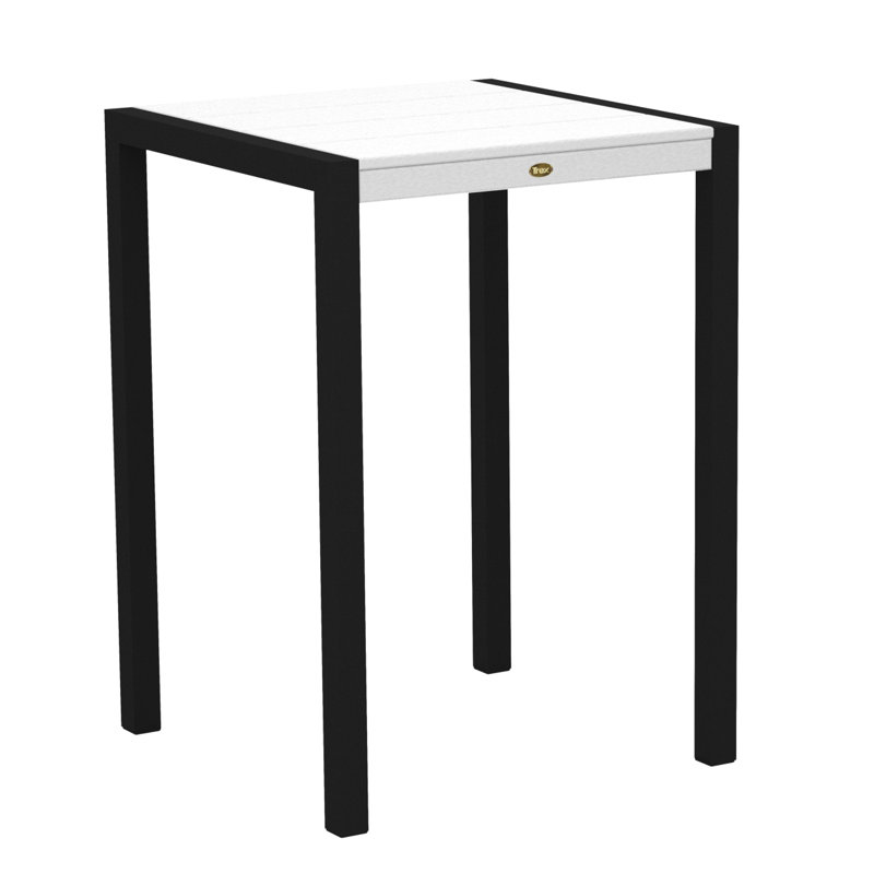Table de bar POLYWOOD Surf City, Noir texturé / Blanc classique, 30 po x 30 po