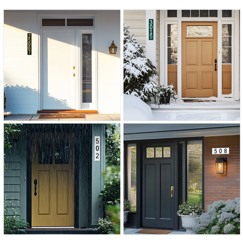 Plaque d'adresse verticale Amgo, Noir, noir, noir, noir, Argent argent, Oui