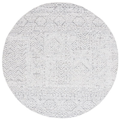 Tapis gris / ivoire en polyester touffeté à la main Innila