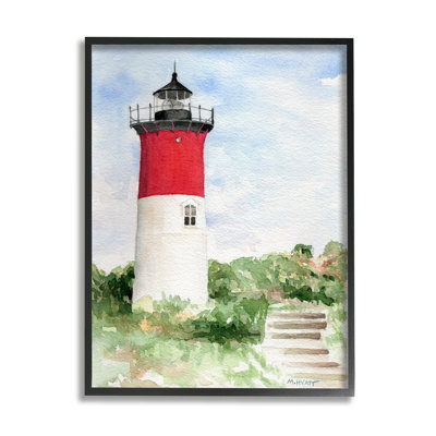 " Stairs Leading To Nauset Lighthouse Green Cliffside " by Melissa Hyatt LLC Painting Print