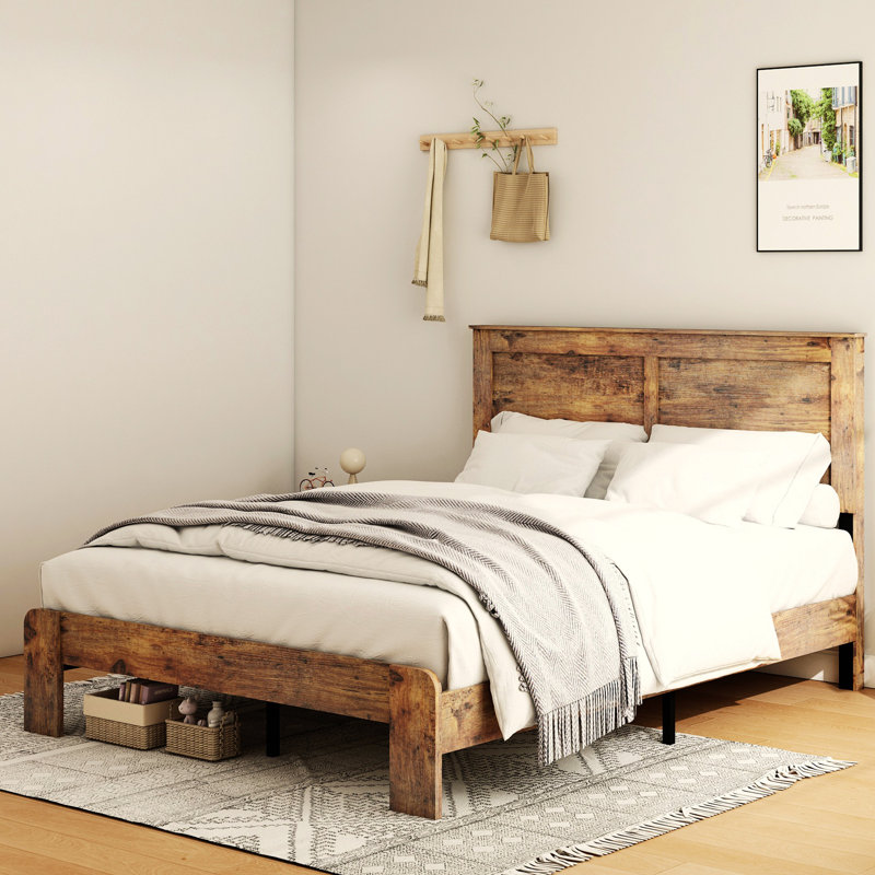 Cadre de lit, cadre de lit plateforme avec grand rangement sous le lit, Double