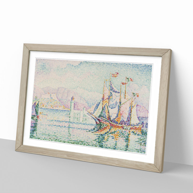 Antibes in the Morning by Paul Signac - Picture Frame Graphic Art, Oak Framed, 36cm H x 48cm W x 2cm D