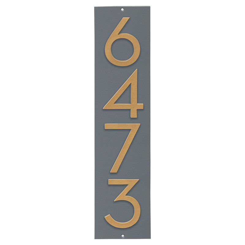 Plaque murale rectangulaire verticale flottante 6 po, Gris/doré, Oui