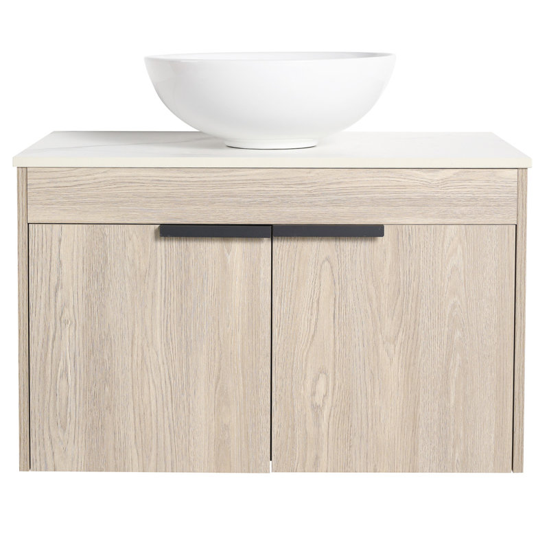 Meuble-lavabo de 30 po avec lavabo en céramique. Aspect mural en chêne blanc. Porte à fermeture en douceur pour une expérience fluide. Rangement spacieux. Fabriqué en contreplaqué. Meuble-lavabo moderne de 19,38 po de largeur. Finition. Lavabo et porte.