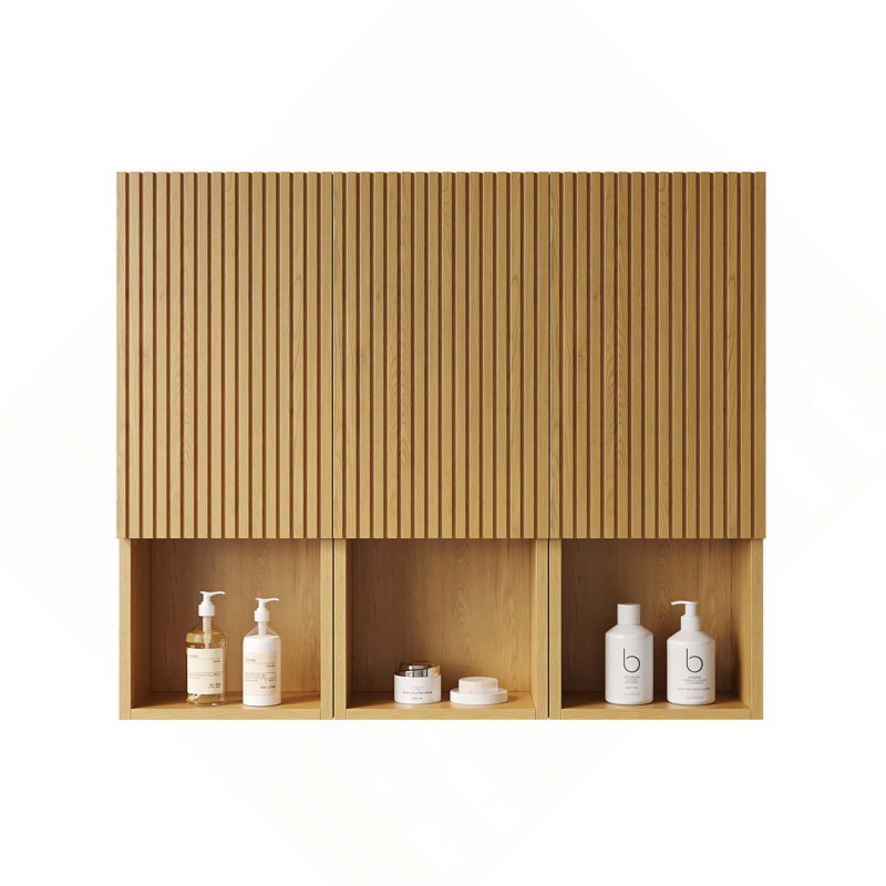 Armoire murale de salle de bain de 41 pouces de longueur, composée de 3 armoires avec portes et compartiments ouverts pour la salle de bain