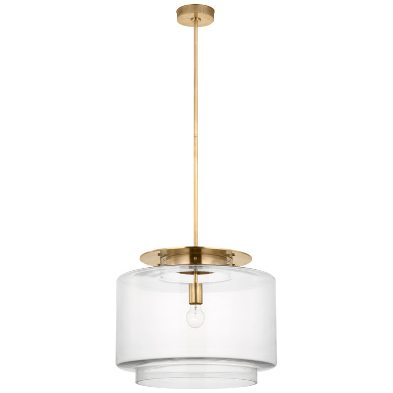 Elias 20" Pendant  in Bronze with Clear Glass, Antique/Burnished Brass, Clear