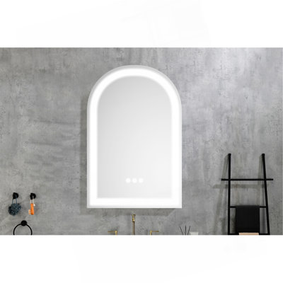 Miroir mural de salle de bain 20 * 30 avec éclairage à DEL haute luminosité + fonction anti-buée séparée + gradateur