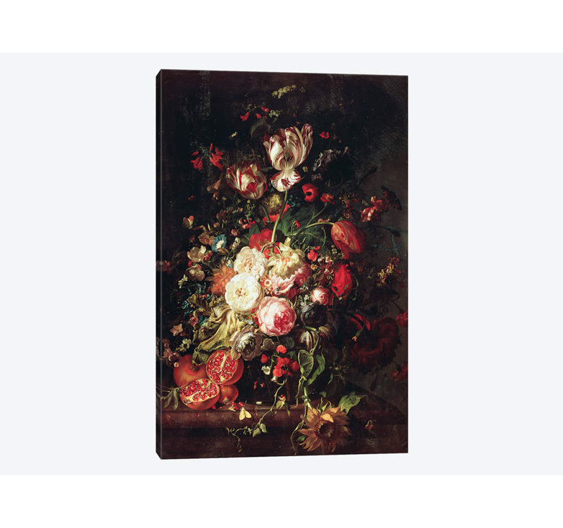 « fleurs et fruits », reproduction d’impression sur toile tendue, H 12 po x l 8 po x P 0,75 po, Toile tendue, Pas de tapis