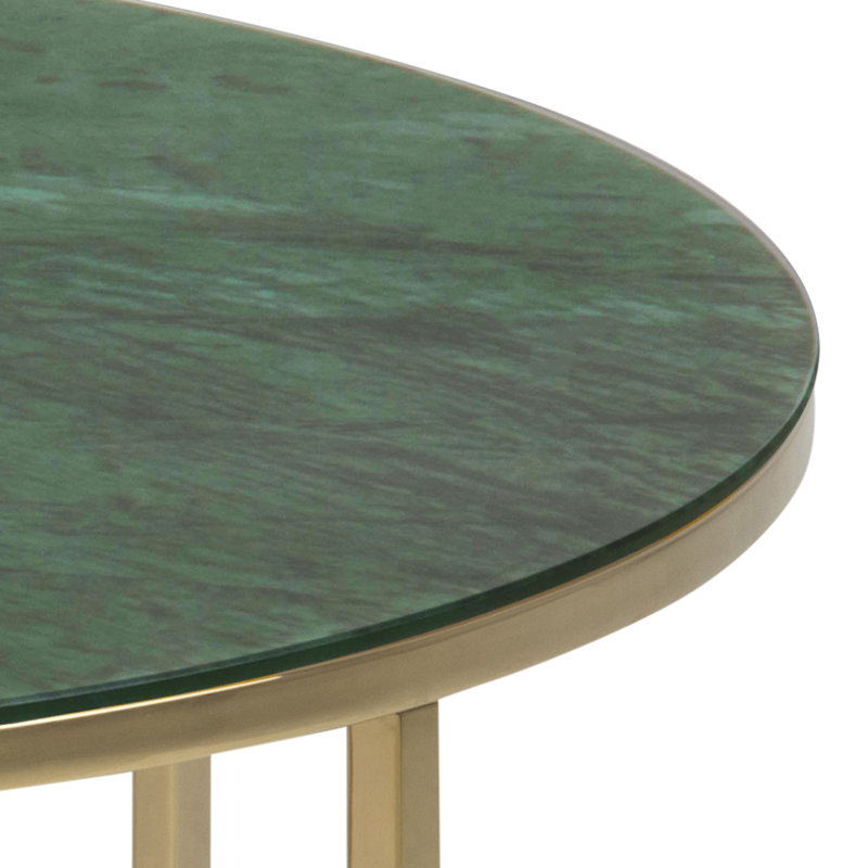 Bonilla Frame Coffee Table, 46cm H x 80cm W x 80cm D, Green, Gold