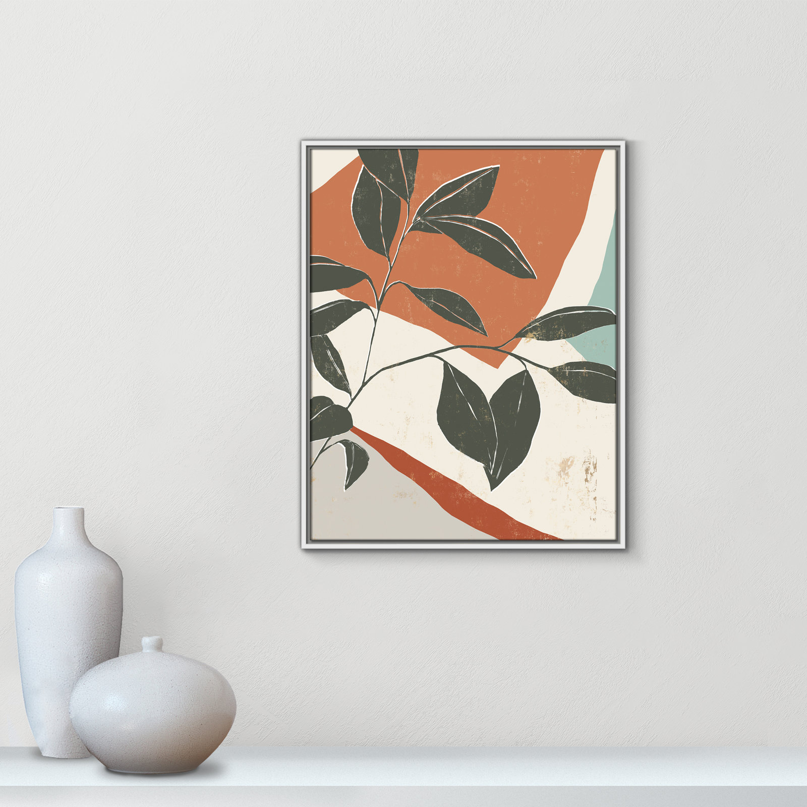 Cutout Leaves "Cutout Leaves I" Print, 29.5" H x 23.5" W x 2" D, White Framed