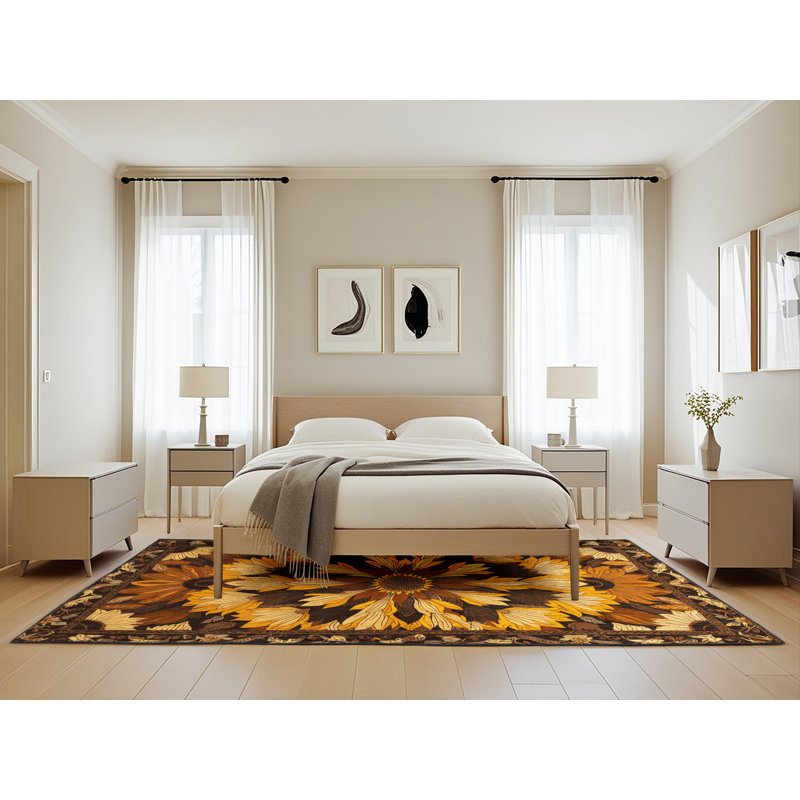 Machine Washable Persian Brown Area Rug, Rectangle 5' x 8'