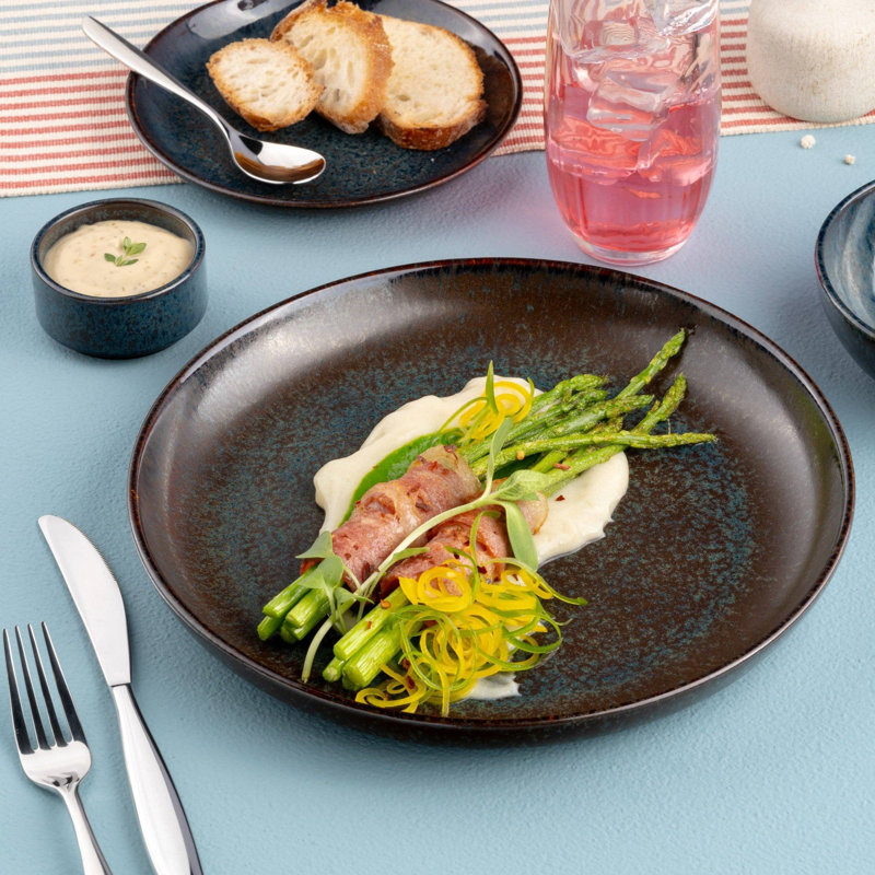 Assiette plate en porcelaine de qualité supérieure | Assiette réactive Equinox, | Va au micro-ondes et au lave-vaisselle