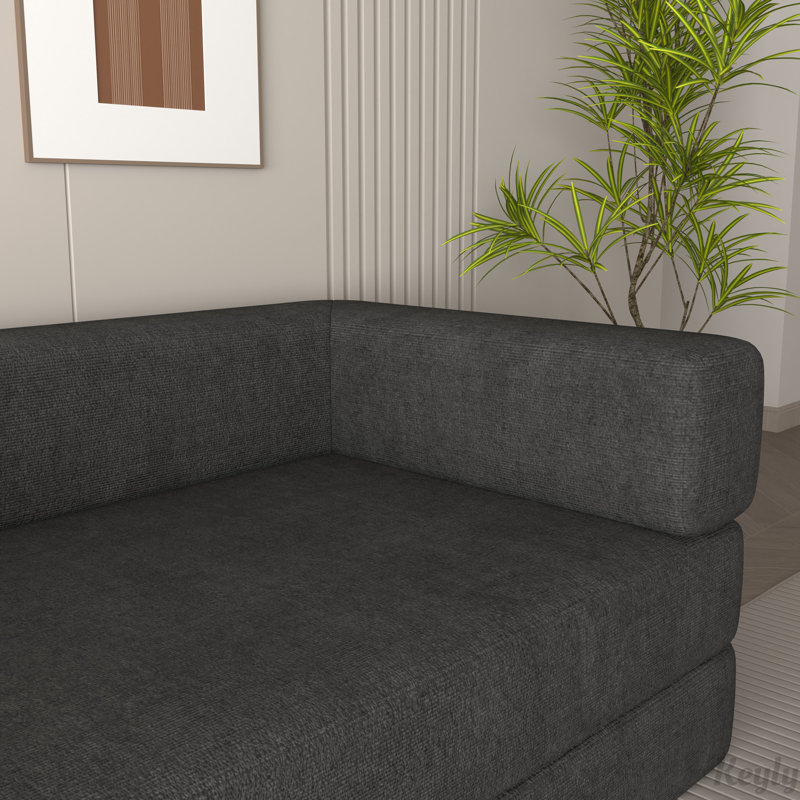 Convertible Sleeper Sofa Bed with Fixed-Shape Frame, Gray