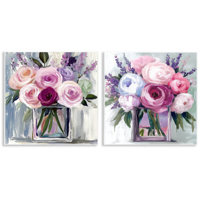Ensemble de 2 plaques murales Cubic Vases of Flowers, design par Annabelle Hall