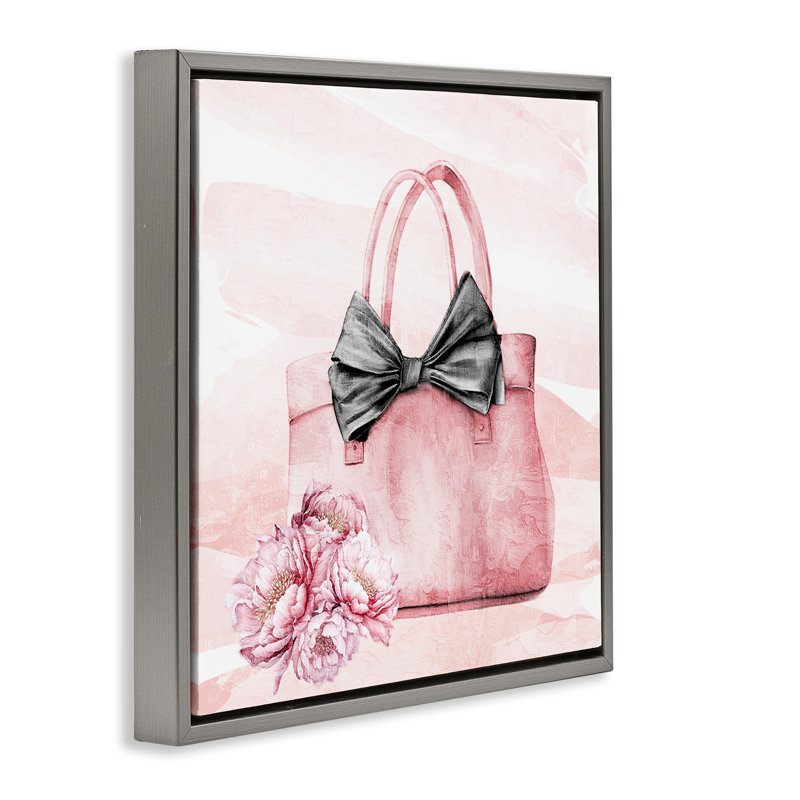 Cadre flottant Blush Glam Time Bag, design par Kim Allen, H 25 po x l 25 po, Cadre flottant gris lustré