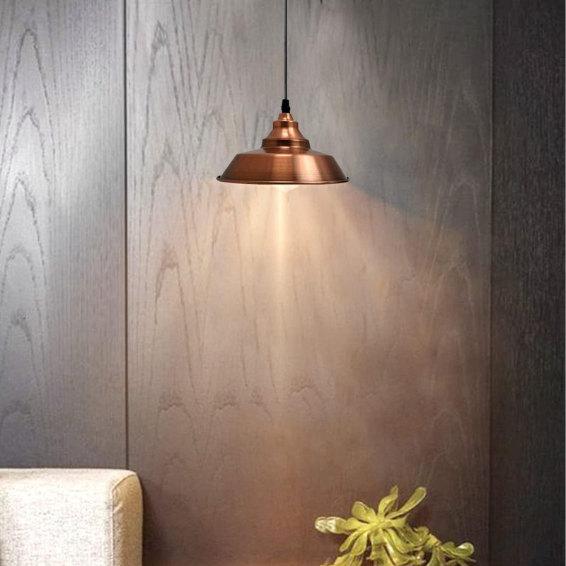 1 - Light Satin Nickel Cone Pendant, Copper