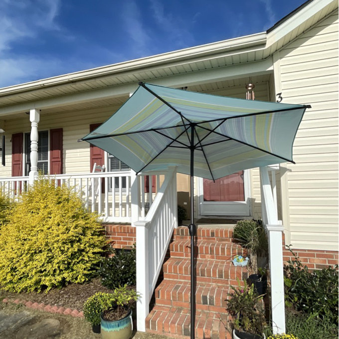 abba patio 9ft patio umbrella Lyon Outdoor Outdoor Table Umbrella with Push Button Tilt and Crank Market Umbrella 8 Sturdy Ribs UV Protection Waterproof for Garden Deck Backyard Pool Grey This grey canopy is easy to maintain Abba Patio Table Market Umbrella