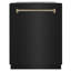 ZLINE Autograph 24 in. Monument Dishwasher in Black Steel with Champagne Bronze Helix Handle, 45dBa-2038207007