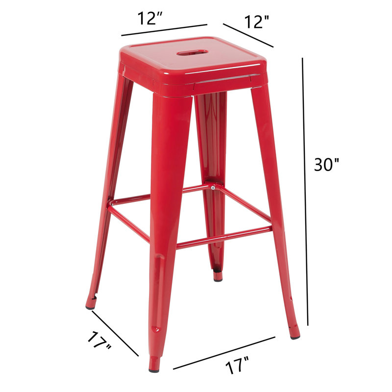 Tabouret de bar en métal de 30 po sans dossier à hauteur de comptoir de 30 po, non empilable, à assemblage rapide et stable pour îlot de cuisine, bar et salle à manger - Résistant à la rouille - déformation rouge