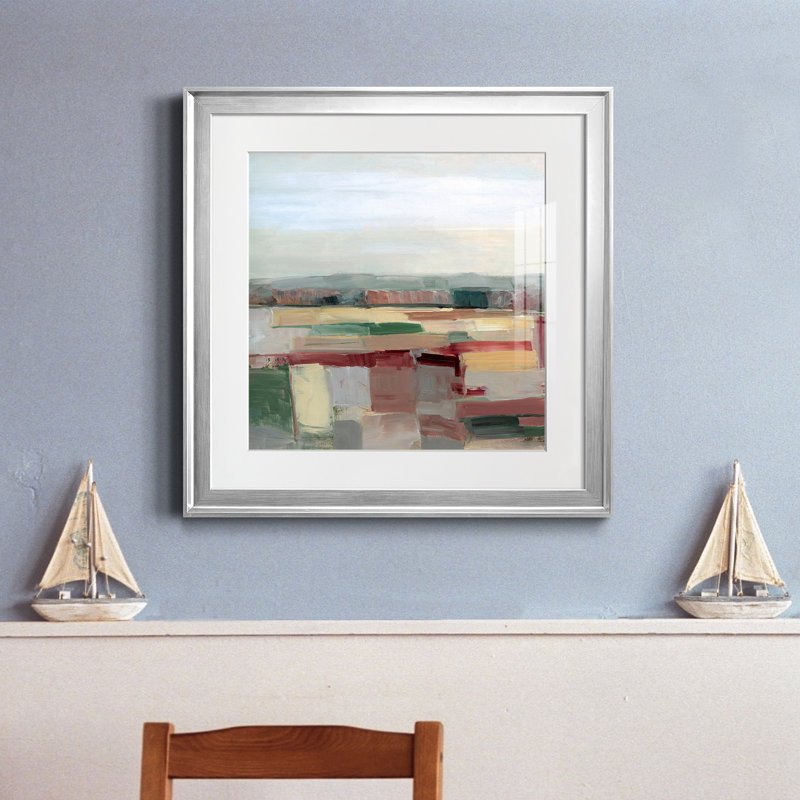 Tapisserie de champ - peinture encadrée, H 22,5 po x l 22,5 po x P 1,5 po, Papier avec cadre argenté