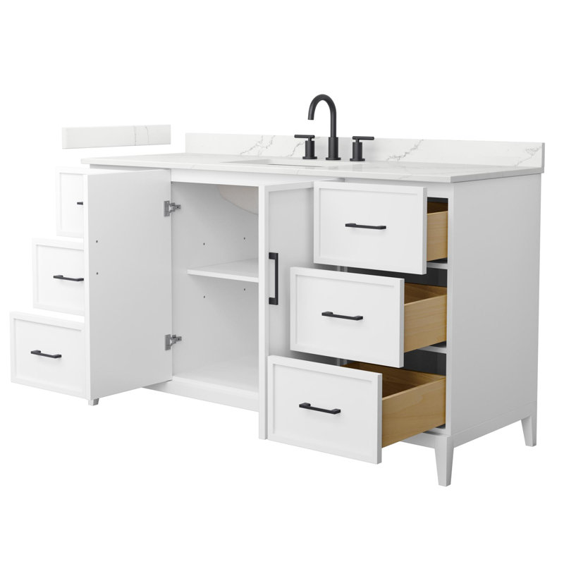 Elan 60'' W Vanity, 8" Center, Matte Black, White