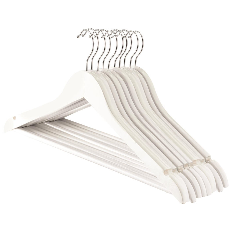 Harbour Housewares - Strong Wooden Clothes Hangers, White