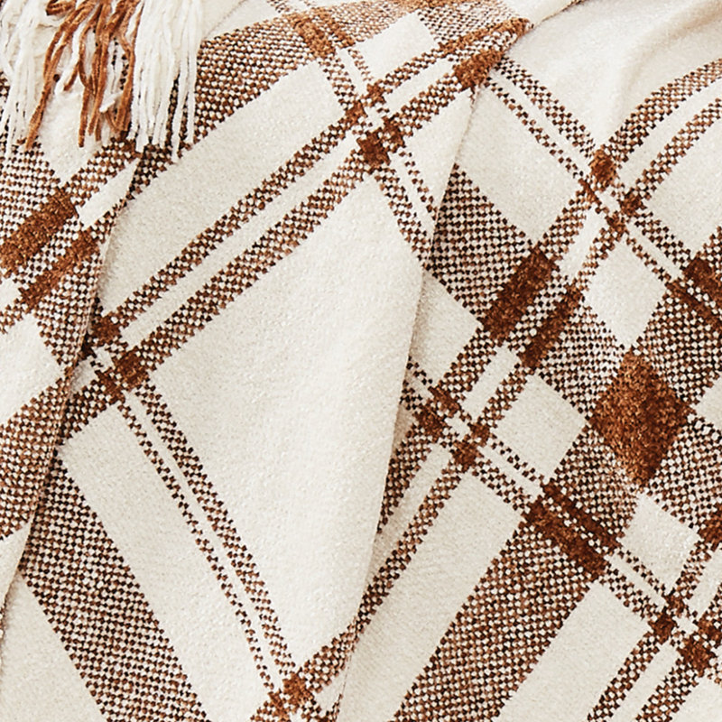 Plaid Chenille 50x70 Reversible Winter Throw with Fringe