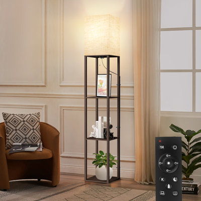 Lampe sur pied à DEL 63 po avec télécommande et tablettes Nevaen