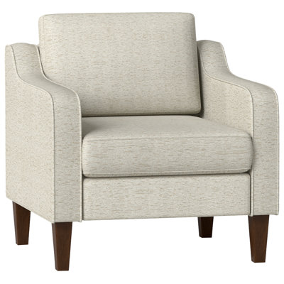 Accent Chair Linen Fabric Upholstered Single Sofa With Scooped Arms Comfortable Armchair For Home Office Living Room Waiting Room, Beige
