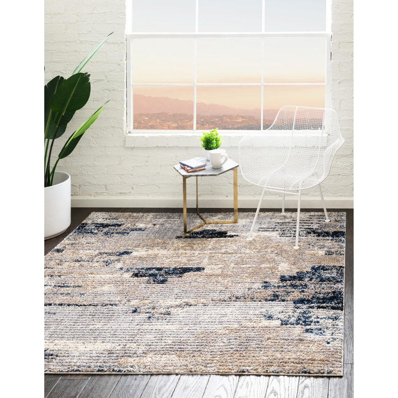 Tapis gris à motif géométrique Tucson, Carré 4 pi