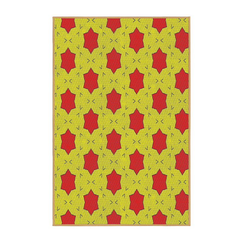 Tapis de zone jaune/rouge à motifs Ivanbrook, Rectangle 5 pi x 8 pi
