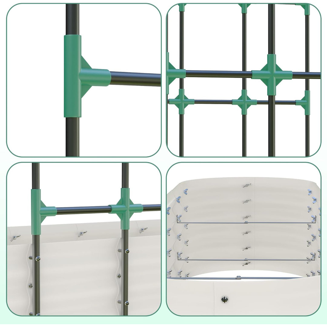 2-in-1 Galvanized Steel Raised Bed with 89" Trellis Arch, Vertical Gardening System, Tool-Free Assembly