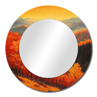Autumn Leaves In The Vermont Mountains I - Landscape Mountains Accent Wall Mirror
