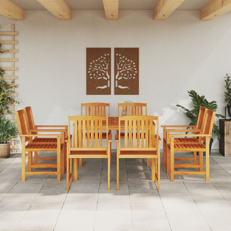 8 - Person Wood Patio Dining Set with Square Table