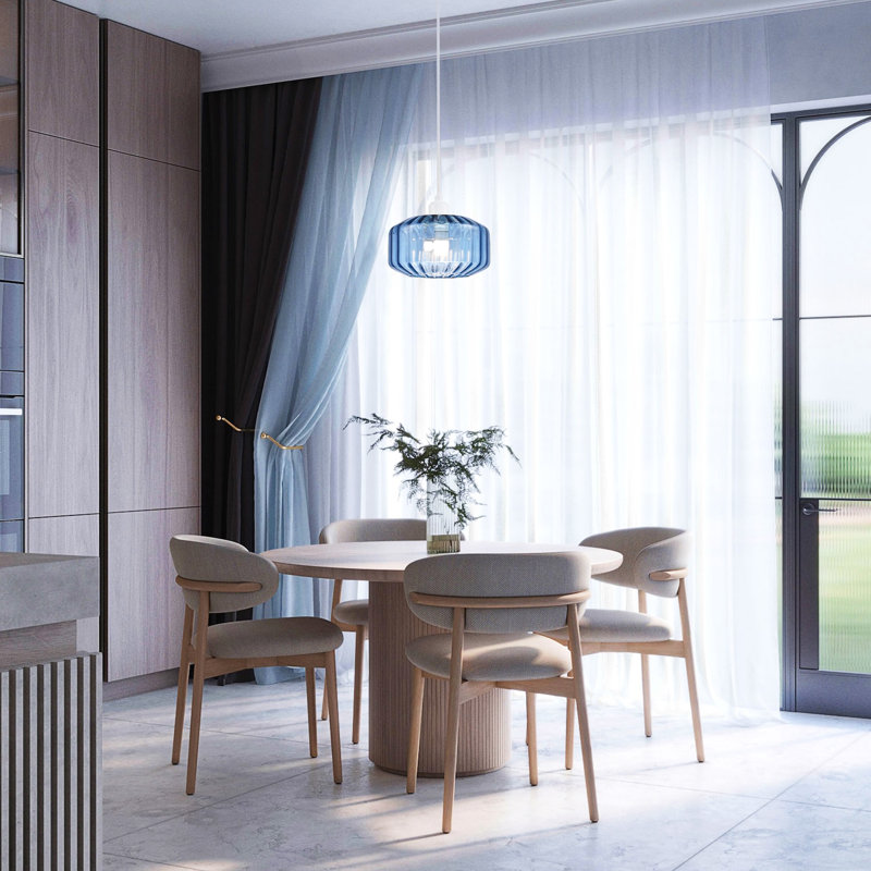 13 cm H Drum Glass Pendant Shade ( Screw On ), Midnight Blue