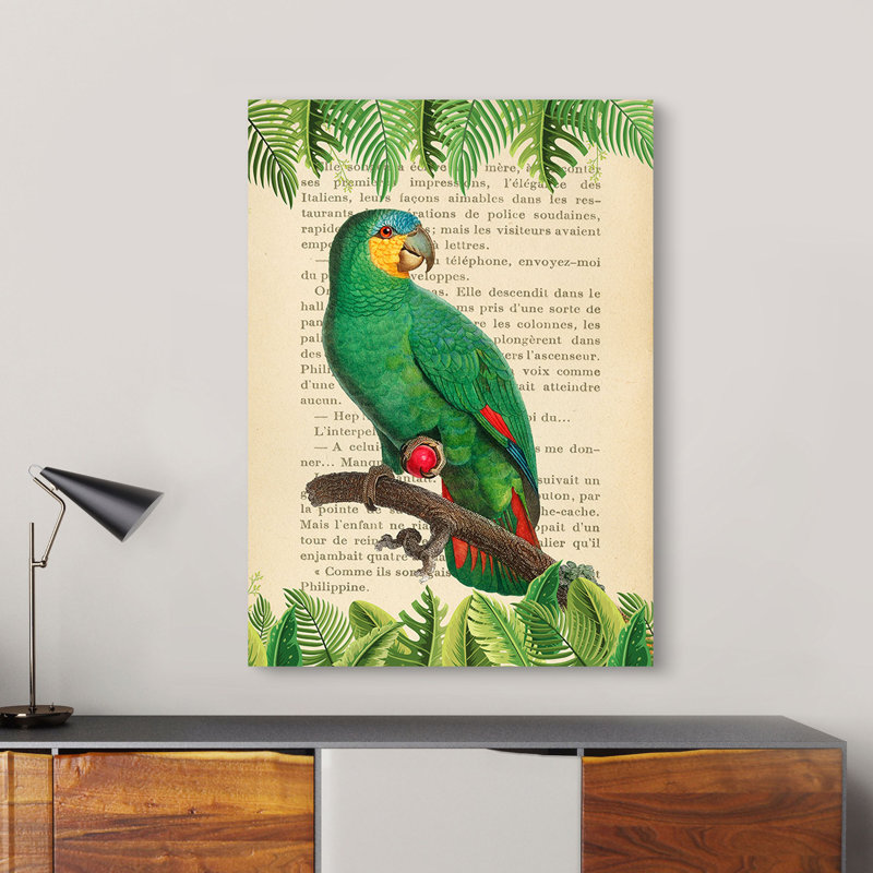 The Orange-Winged Amazon, After Levaillant by Stef Lamanche - Wrapped Canvas Print, 70cm H x 50cm W x 4m D