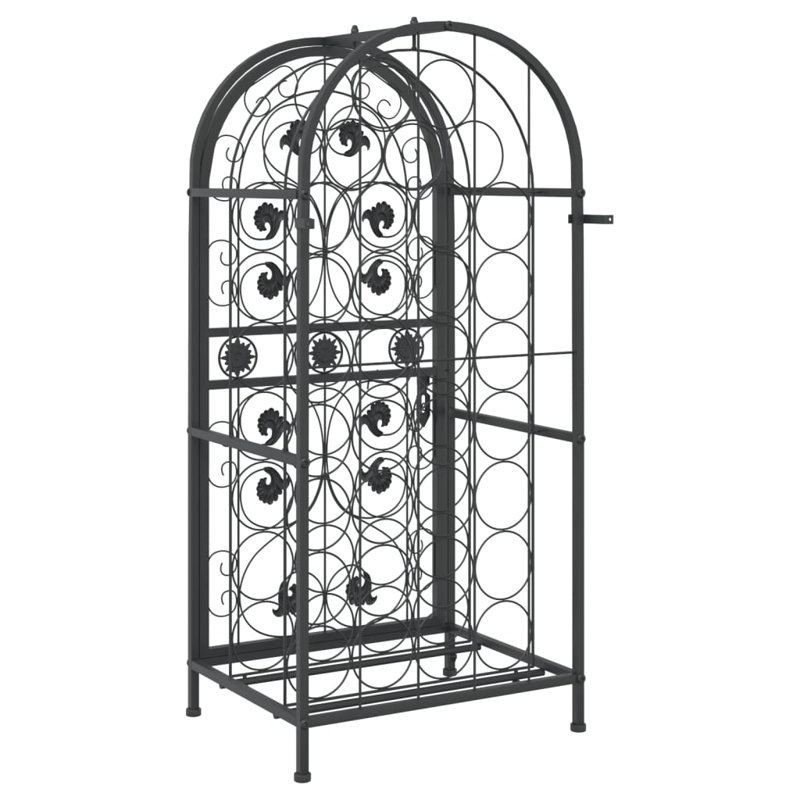 Gulfcrest Wine Rack Black Wrought Iron, 100cm H x 45cm W x 36cm D