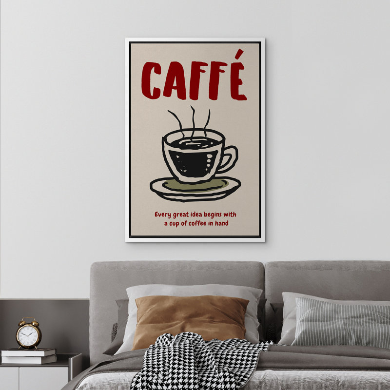 «Caffe Coffee», reproduction d'art sur toile encadrée dans la chambre principale, Blanc, H 24 po x l 16 po