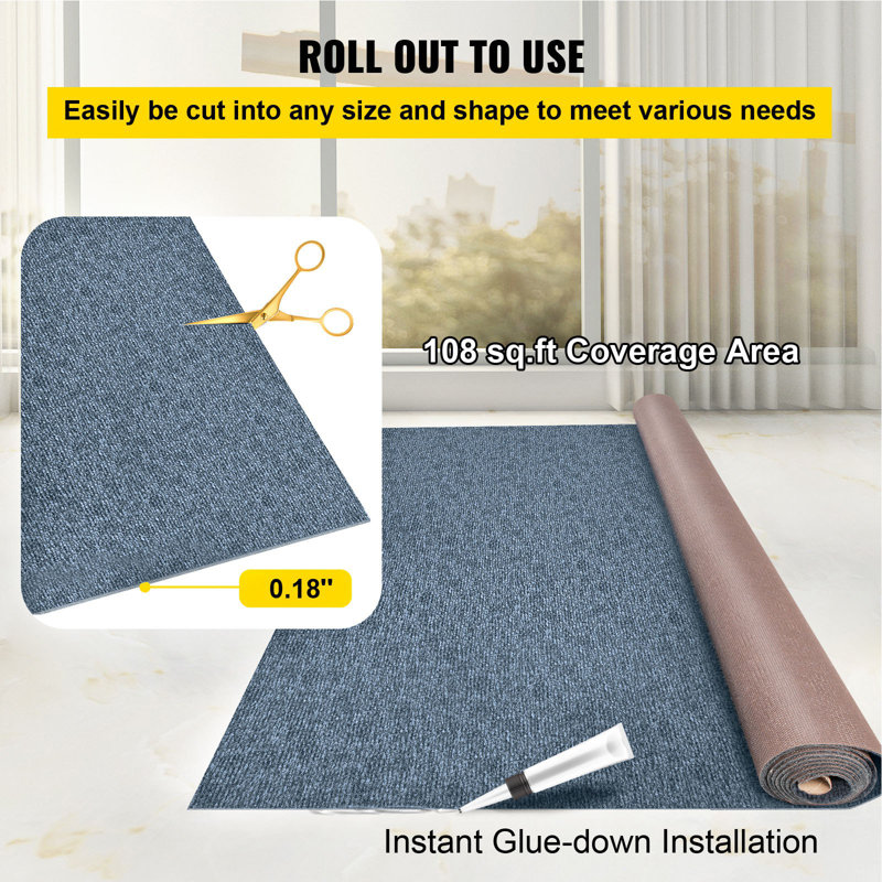 Tapis marin gris 1,83 m x 12 m (6 pi x 39,3 pi) - Tapis de qualité marine pour bateaux avec envers imperméable - Tapis d'extérieur pour terrasse, porche, garage - Tapis de couloir antidérapant
