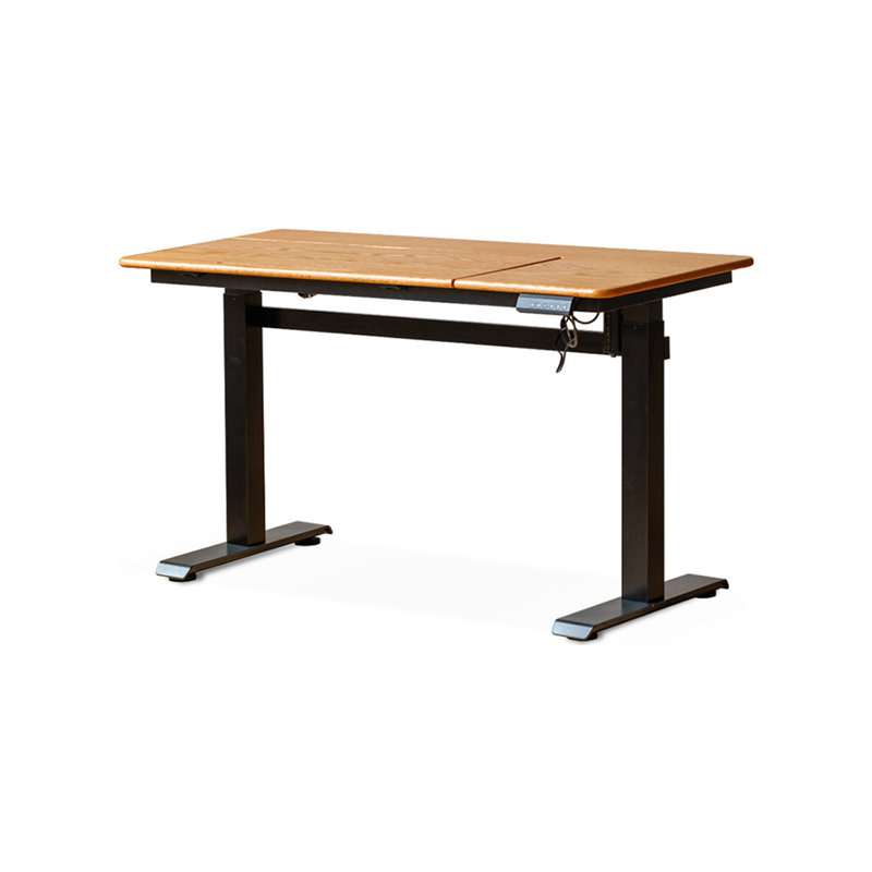 Bureau rectangulaire brun en bois massif, 45.28" H x 55.12" W x 25.59" D