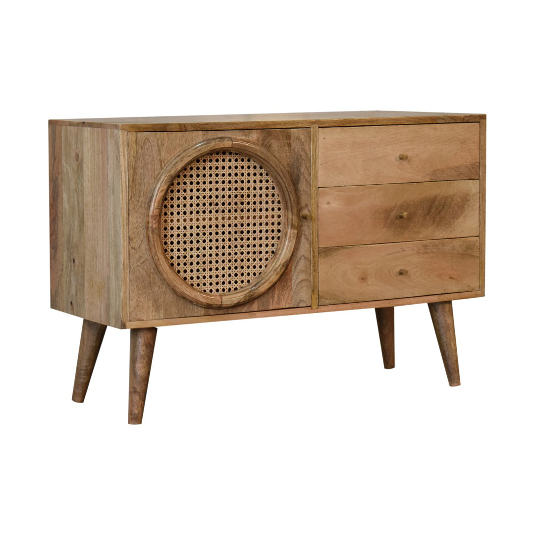 Martelle 88Cm Wide 3 Drawer Mango Solid Wood Sideboard