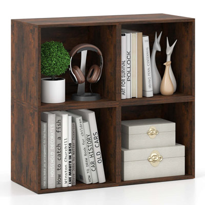 4 PCS Wooden Cube Storage Organizer Stackable Open Book Shelf for Small Space