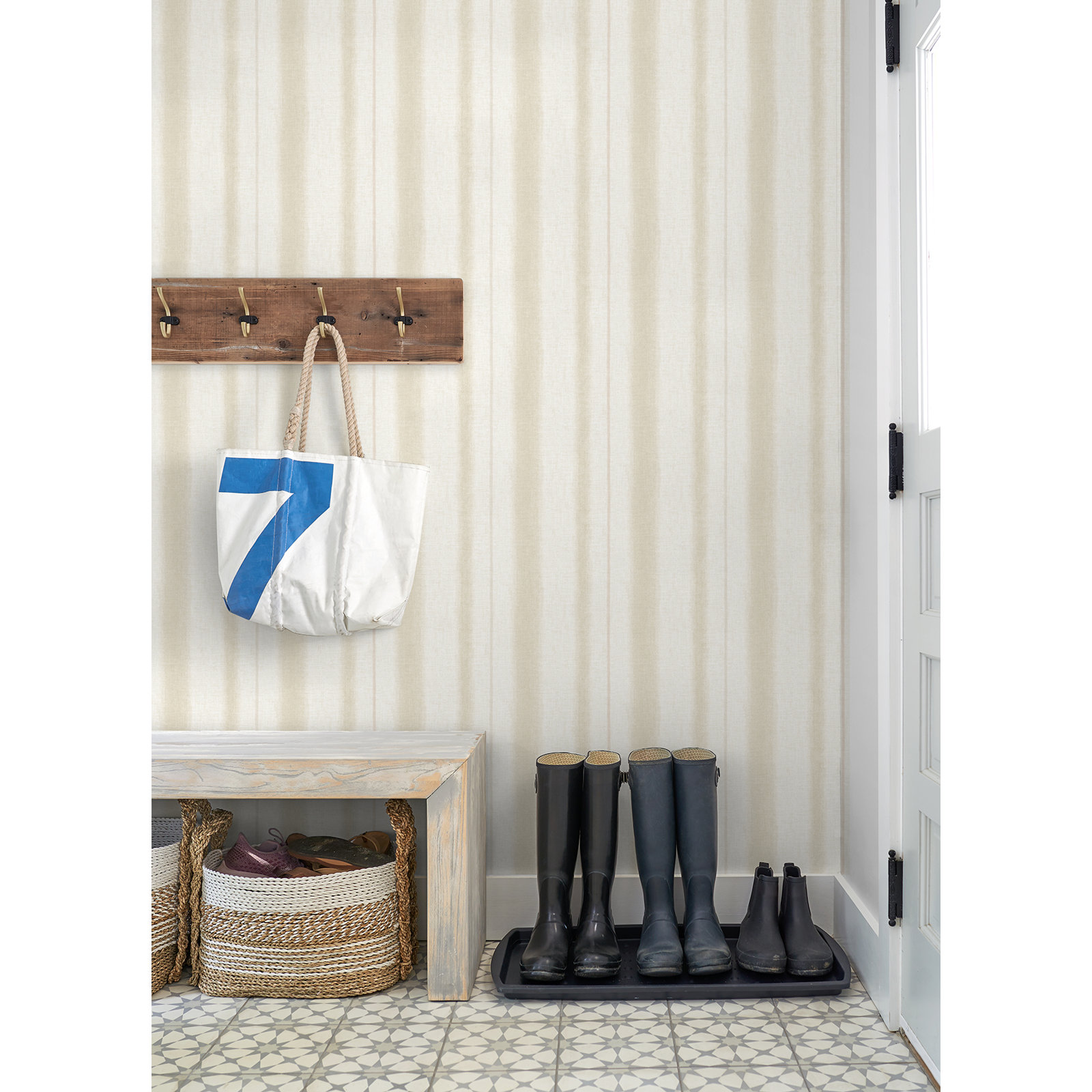 Carmelia Modern Unpasted Wallpaper, Beige
