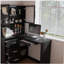 Bureau d'ordinateur avec armoires en verre et lumières DEL intégrées, bureau de coin en L avec ports de chargement USB, plateau à clavier, conception ergonomique pour les espaces de travail à domicile et en entreprise (noir)-661557068