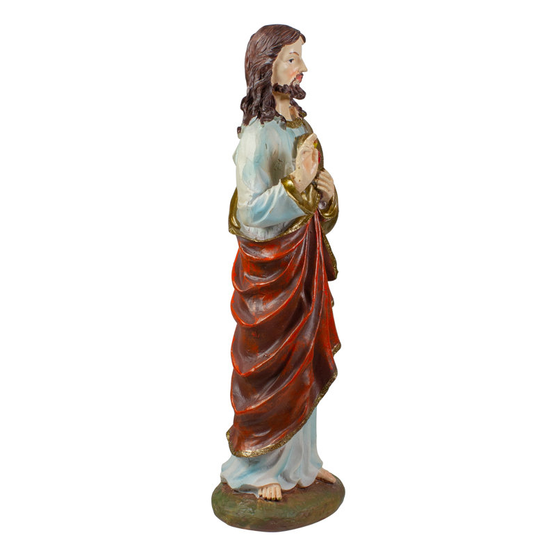 11" Sacred Heart of Jesus Resin Tabletop Figurine in Blue and Red